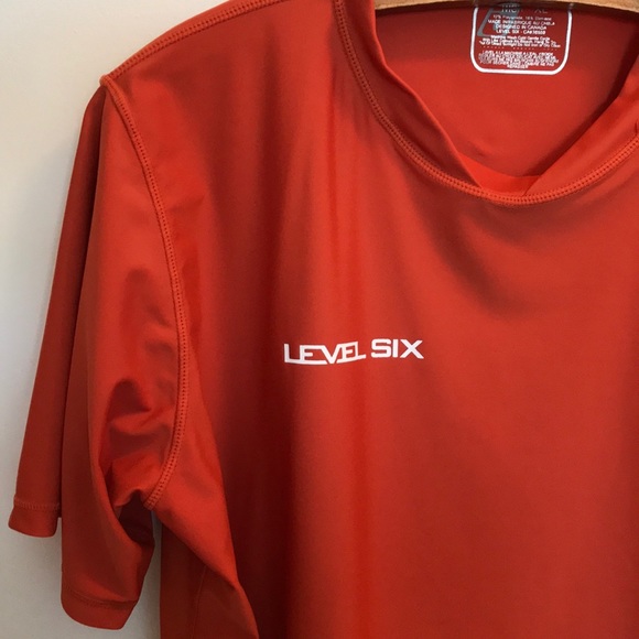 Level Six Rash Guard Sun Swim Shirt Deep Orange XL - Picture 2 of 6